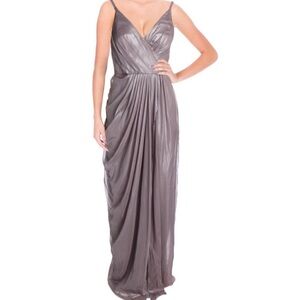 Vera Wang Asymmetrical Ruched Maxi Gown